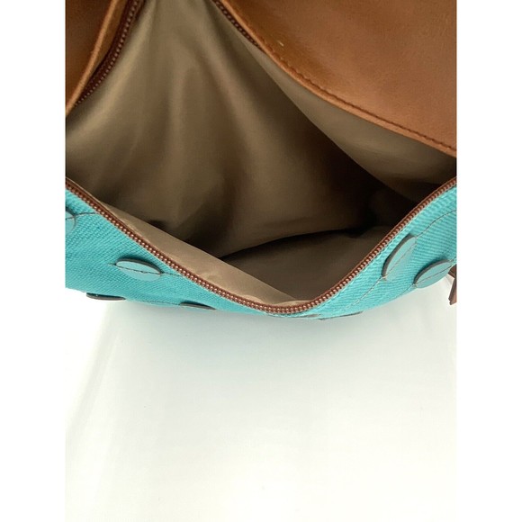 Relic Crossbody Shoulder Bag Purse Turquoise Aqua Blue Dot Accent Design - Picture 9 of 12